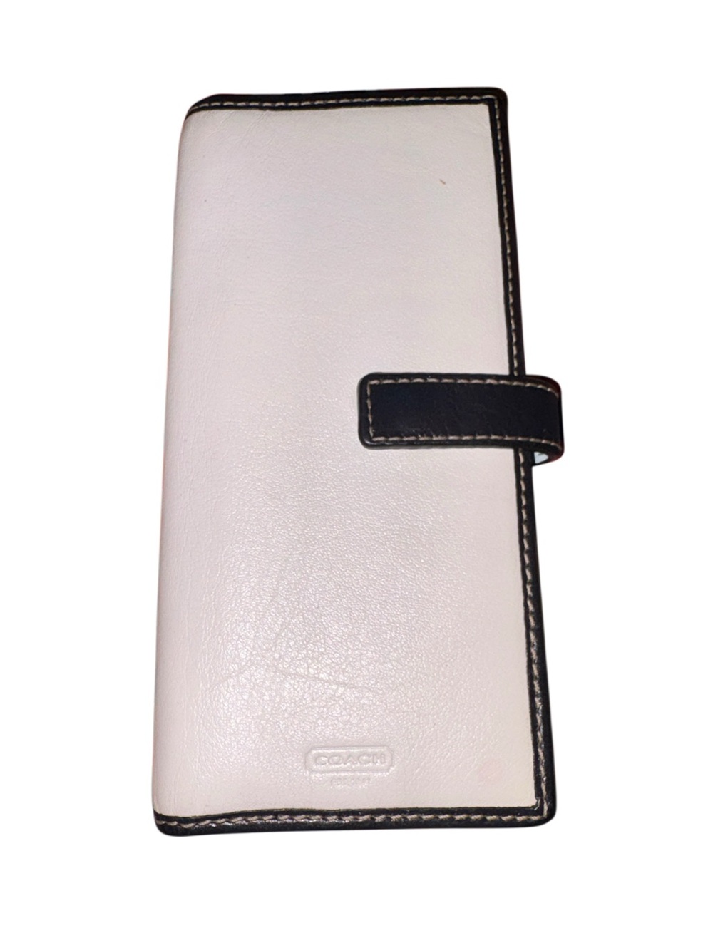 Coach Vintage Y2K Leather Checkbook Wallet White Powder Blue Navy Made in India